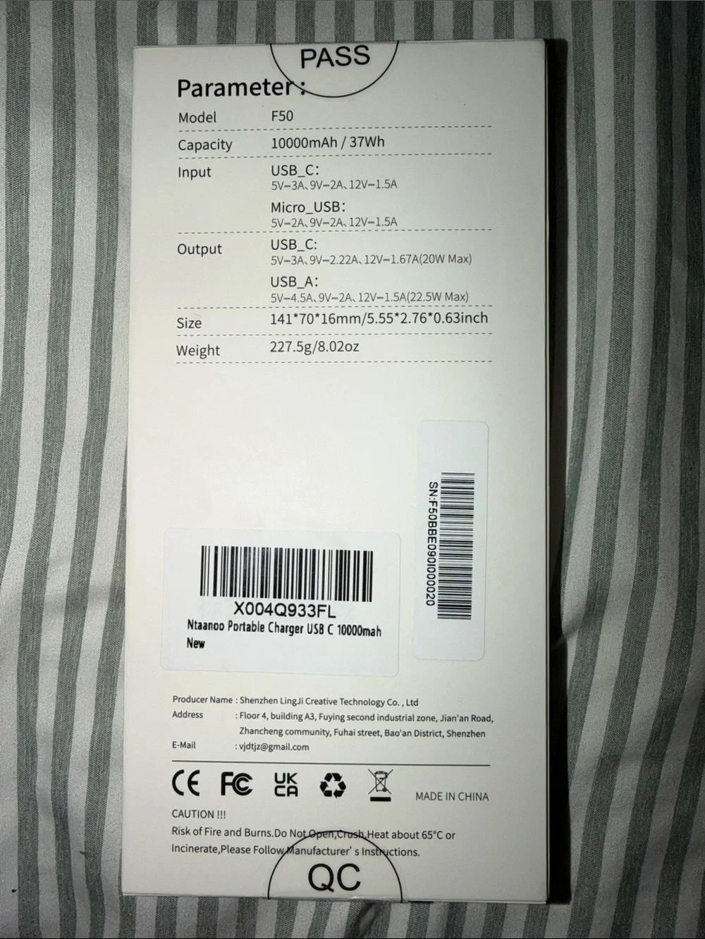 F50 White Power Bank - Portable USB Charger
